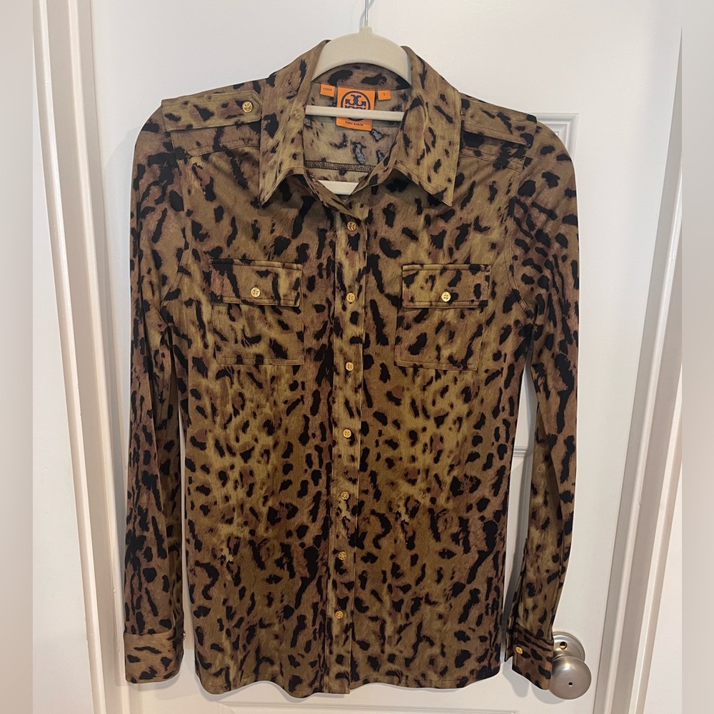 Tory Burch Brown Leopard Print Blouse